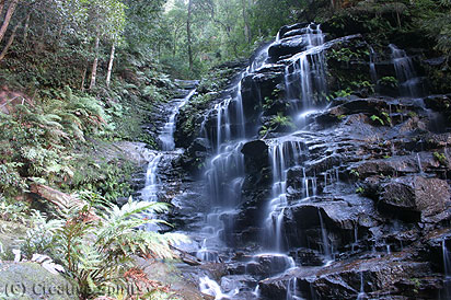 Katoomba. While the Aboriginal name is disputable, 'falling waters' are abundant, especially in winter.