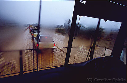 From the Pinnacles to Perth. And sometimes the bus driver becomes the captain of the traveller's ark, finding a way through the elements to a distant home called hostel.